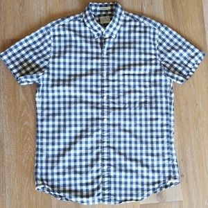 J. CREW Navy & White Gingham Button down Size M